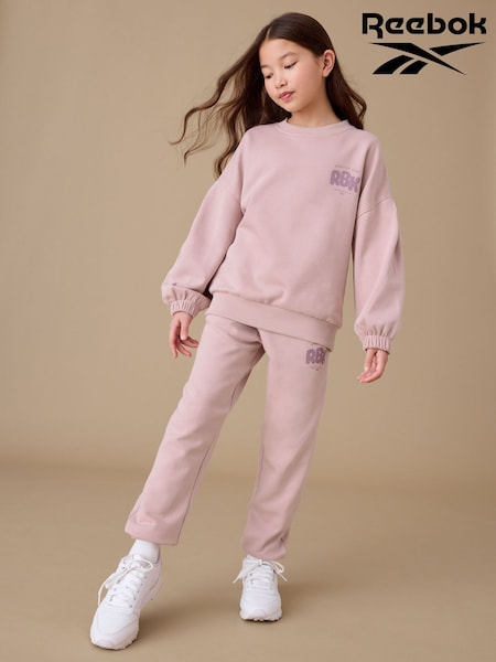 Reebok Girls Pink Graphic Sweatshirt And Joggers Set (Q67606) | £30 - £32