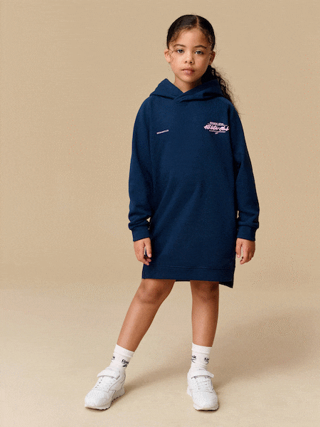 Reebok Girls Navy Graphic Hoodie Dress (Q67609) | £24 - £26