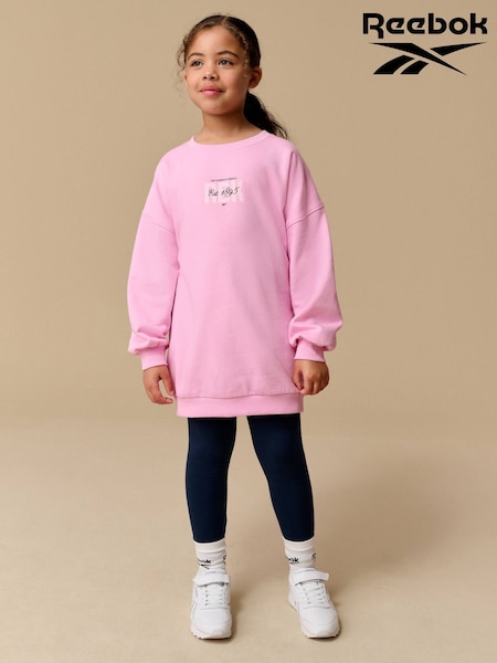 Reebok Girls Pink Graphic Sweatshirt And Leggings Set (Q67621) | £28 - £30