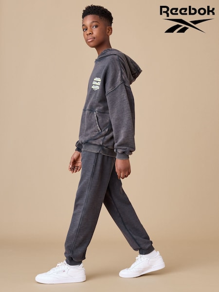 Reebok Boys Washed Logo 100% Cotton Black Joggers (Q67646) | £18 - £24