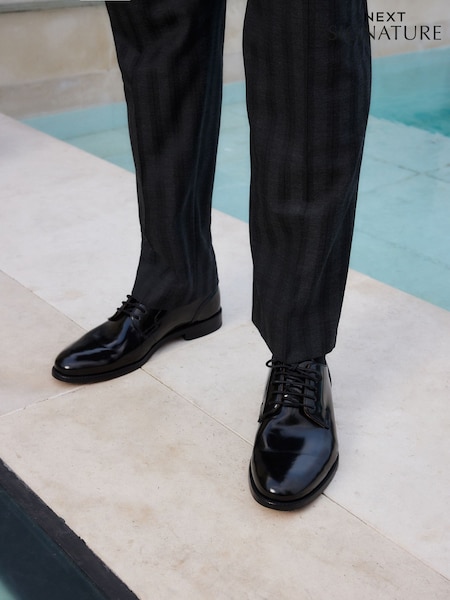 Black Standard Fit Signature Leather Sole Derby Shoes (Q68285) | £99