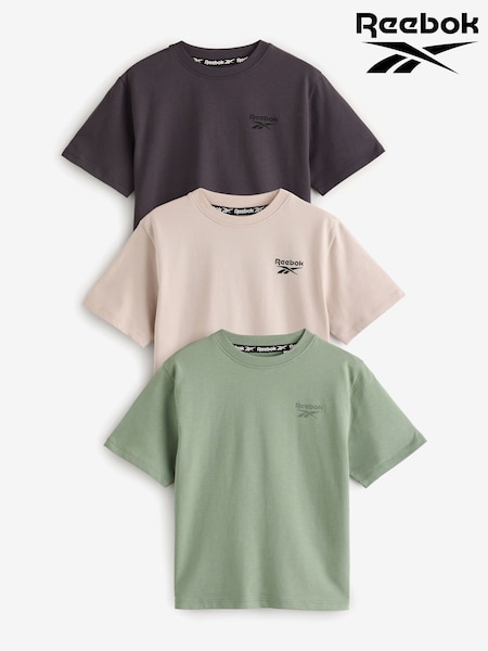 Reebok Boys Oversized Multi Logo 100% Cotton T-Shirt 3 Pack (Q68437) | £20 - £26