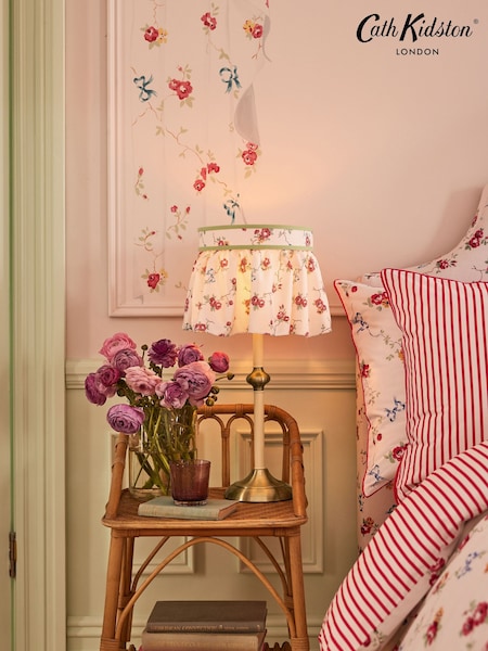 Cath Kidston CreamRed Fabric Frill Table Lamp (Q68760) | £85