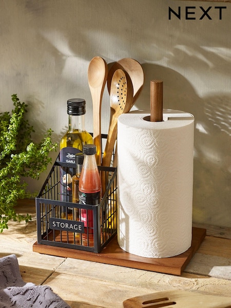 Black Bronx Kitchen Roll Holder And Utensil Pot (Q69032) | £22