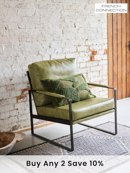 French Connection Sage Green Quartz Leather Look Accent Chair (Q69356) | £275