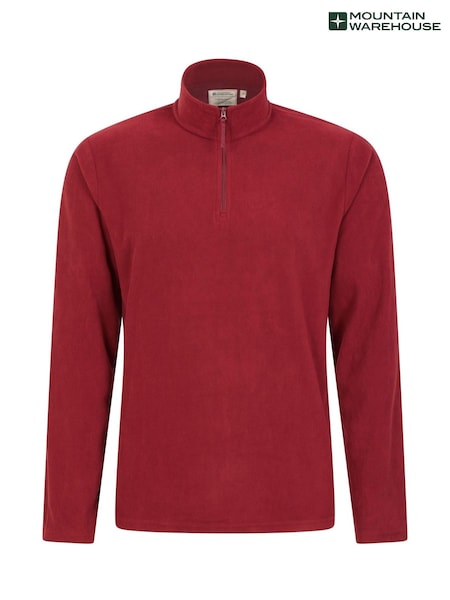 Mountain Warehouse Red Mens Camber II Half Zip Quick Drying Fleece (Q69451) | £22