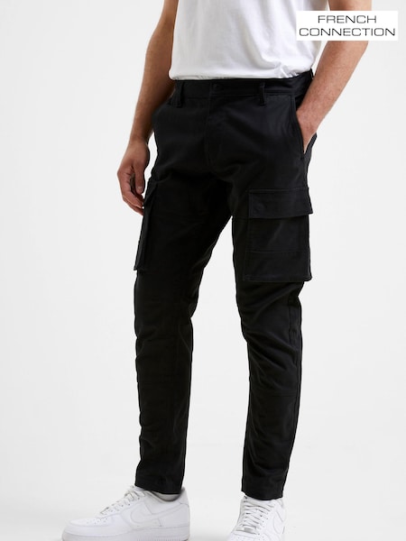 French Connection Black 100% Cotton Twill Cargo Trousers (Q69660) | £45