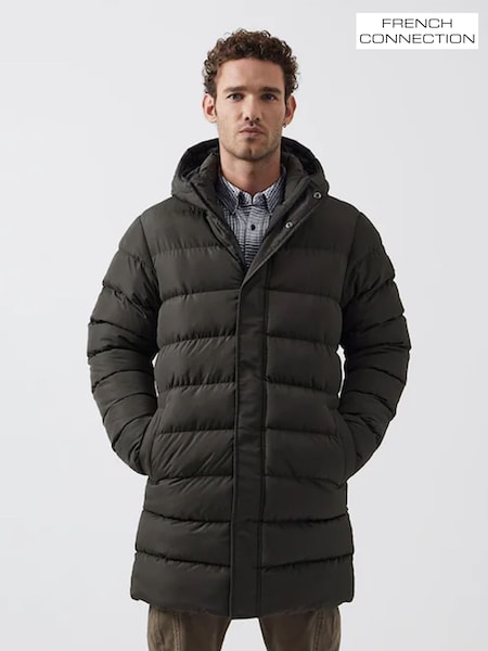 French Connection Green Row Long Length Parka Coat (Q69749) | £70