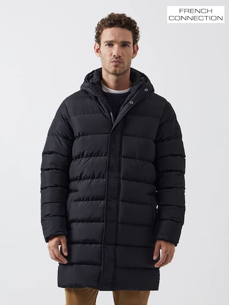 French Connection Black Row Long Length Parka Coat (Q69774) | £70
