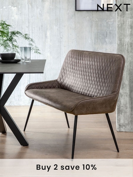 Monza Faux Leather Peppercorn Brown Hamilton Quilted Dining Bench (Q69853) | £330