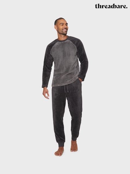 Threadbare Charcoal Borg Pyjamas Set (Q70182) | £32