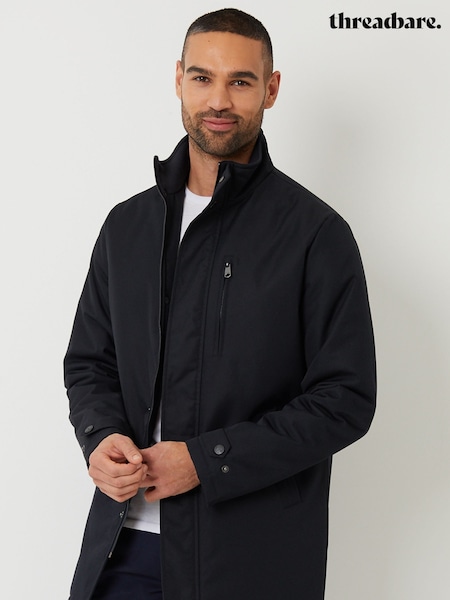 Threadbare Black Dark Showerproof Funnel Neck Lightweight Coat (Q70185) | £60