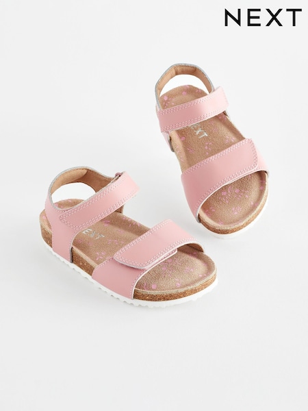 Pink Wide Fit (G) Leather Corkbed Sandals (Q70496) | £15 - £17