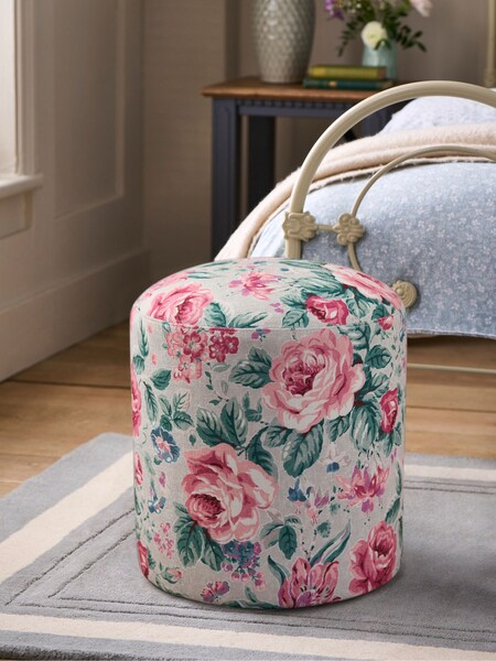 Laura Ashley Wild Roses Soft Natural Denford Stool (Q70997) | £49