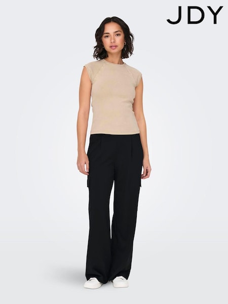 JDY Black Wide Leg Utility Pocket Detail Trousers (Q71335) | £30
