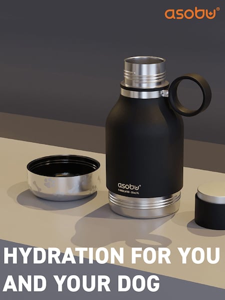 Asobu Black Tritan 2-in-1 Dog Bowl Water Bottle (Q71392) | £34
