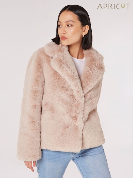 Apricot Natural Short Opulent Faux Fur Coat (Q71795) | £69