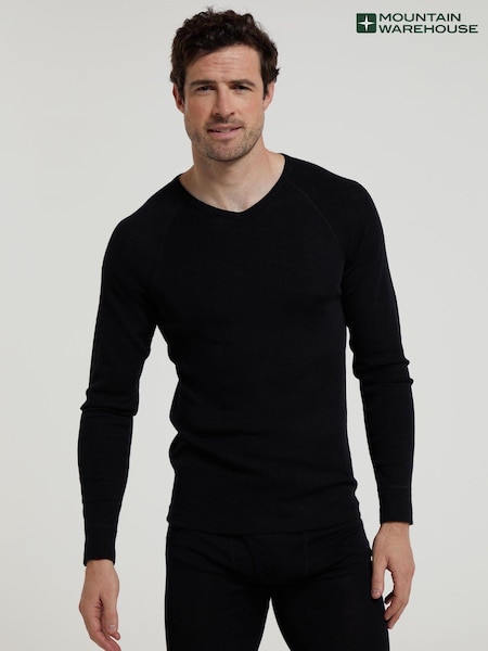Mountain Warehouse Black Mens Merino V-Neck Thermal Top (Q71925) | £48