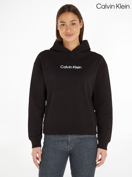 Calvin Klein Black 100% Cotton Hero Logo Hoodie (Q72486) | £120