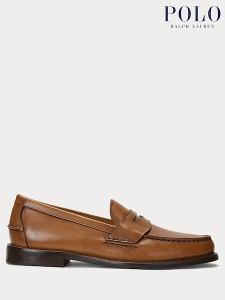 Polo Ralph Lauren Tan Brown Leather Alston Pony Loafers (Q72789) | £190
