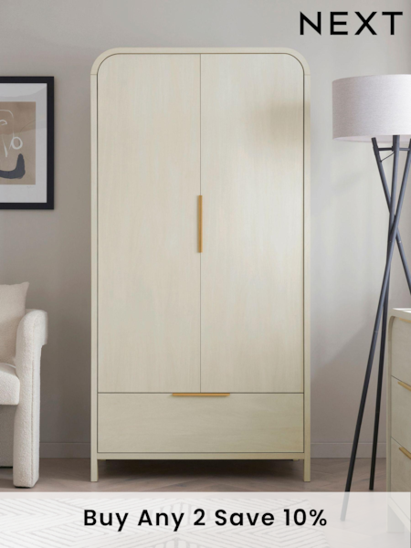 Light Natural Mia Oak Effect Double, 1 Drawer Wardrobe (Q72994) | £499