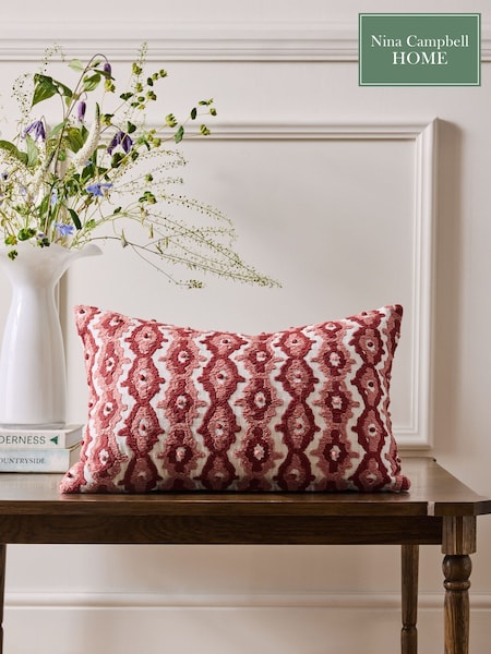 Nina Campbell Pink Marrakesh Embroidered Feather Filled Cushion (Q73105) | £35