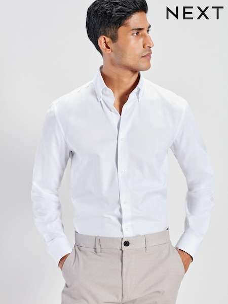 White Regular Fit Easy Care Oxford Shirt (Q73141) | £22