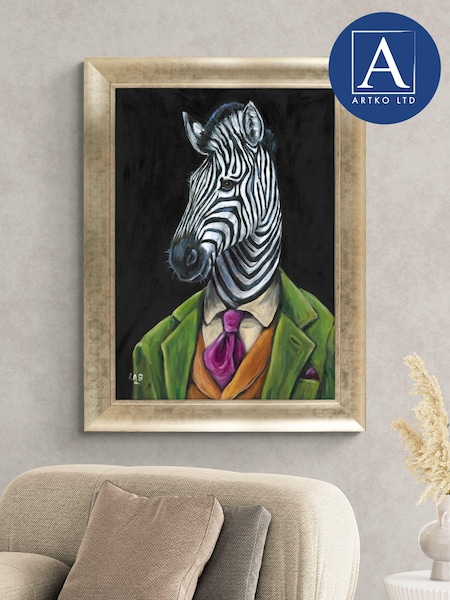 Artko Gold Zachariah Zebra by Louise Brown Framed Art (Q73671) | £110
