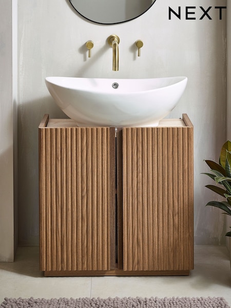 Dark Natural Rib Under Sink Storage Unit (Q73714) | £165