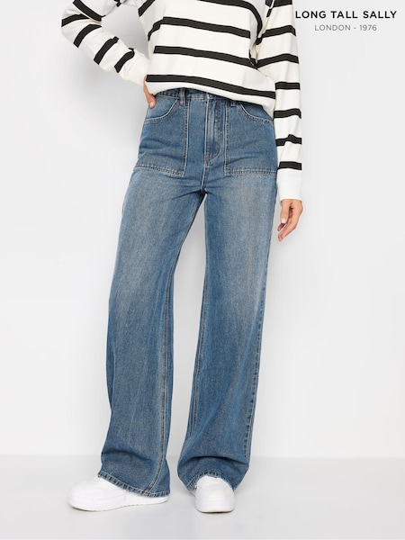 Long Tall Sally Blue Wide Leg 100% Cotton Jeans (Q73816) | £47