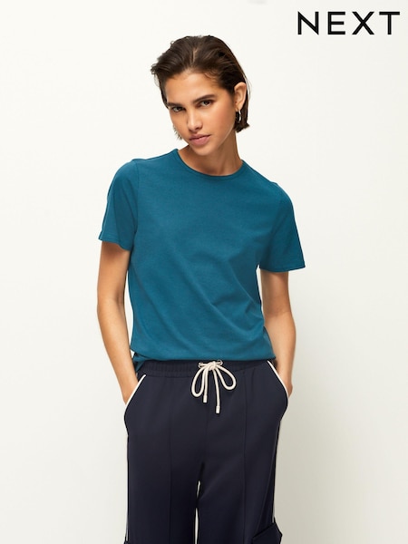 Teal Blue The Everyday Crew Neck Cotton Rich Short Sleeve T-Shirt (Q73855) | £5