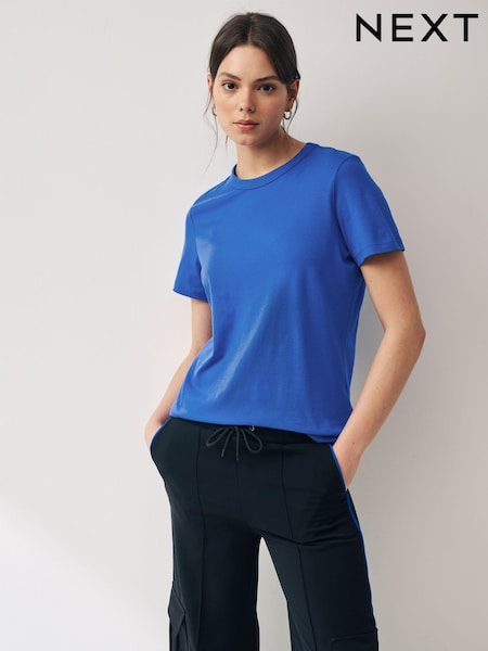 Cobalt Blue Essential Pure Cotton Short Sleeve Crew Neck T-Shirt (Q73872) | £6