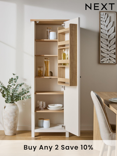Cream Malvern Oak Effect Kitchen Larder Cupboard (Q73892) | £499