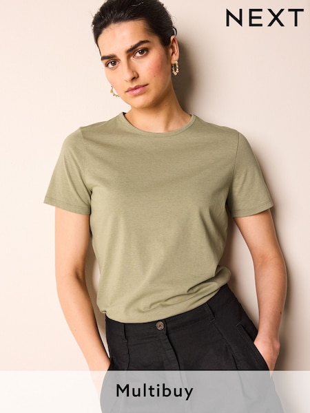 Olive Green The Everyday Crew Neck Cotton Rich Short Sleeve T-Shirt (Q73908) | £5