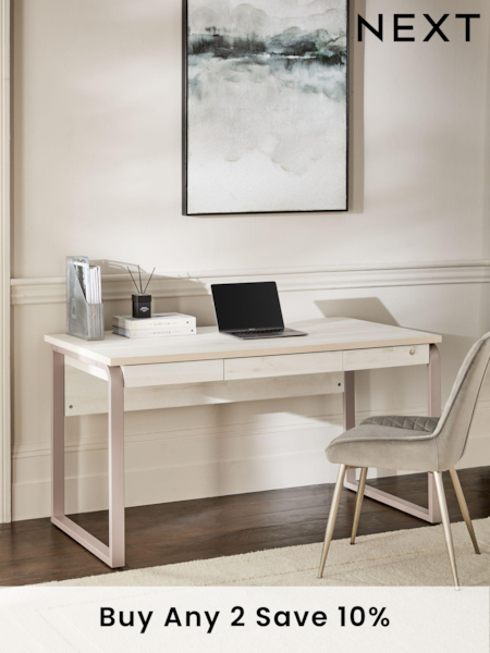 White Bronx Oak Effect Desk (Q73925) | £485