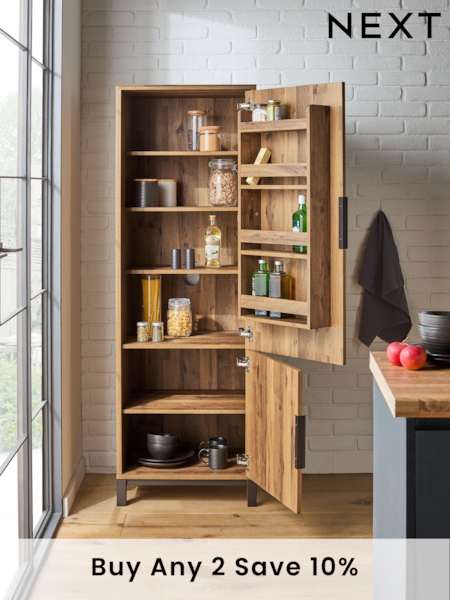 Dark Natural Bronx Kitchen Larder Cupboard (Q73926) | £499