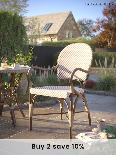Laura Ashley Natural Riviera French Bistro Hand Woven Garden Dining Chair (Q74844) | £270