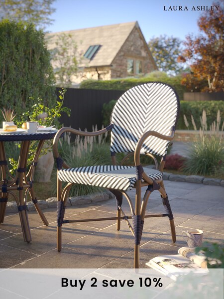 Laura Ashley Navy Riviera French Bistro Hand Woven Garden Dining Chair (Q74875) | £270