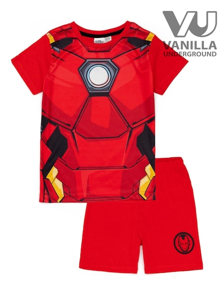Vanilla Underground Red Boys Marvel Iron Man Short 100% Cotton Pyjamas (Q75057) | £16