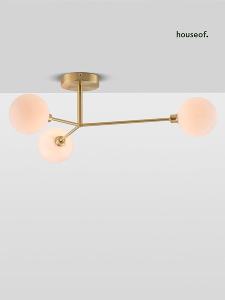Houseof. Brass 3 Light Flush Ceiling Light (Q75273) | £250