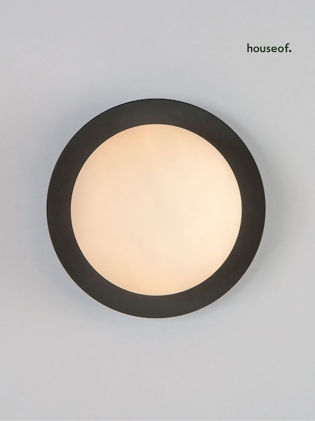 Houseof. Grey Opal Disk Wall Bathroom Light (Q75321) | £130