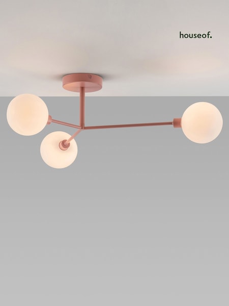 Houseof. Pink 3 Light Flush Ceiling Light (Q75341) | £250