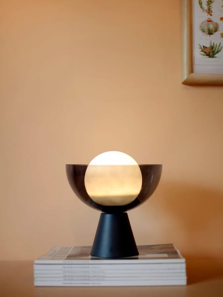 Houseof. Grey Glass Bowl Rechargeable Table Lamp (Q75344) | £130