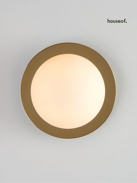 Houseof. Brass Opal Disk Wall Bathroom Light (Q75394) | £130