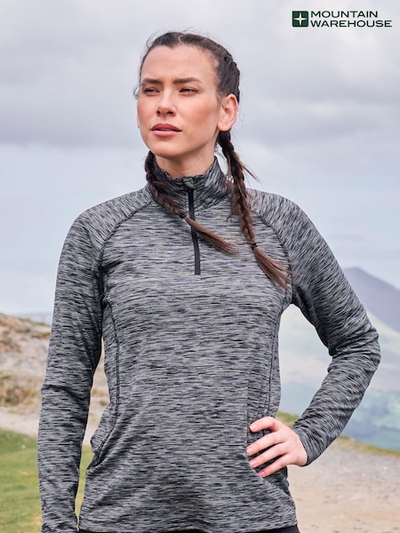 Mountain Warehouse Black Bend & Stretch Womens Half-Zip Midlayer Fleece (Q75571) | £32