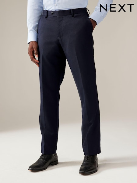 Navy Blue Regular Fit Textured Suit Trousers (Q76834) | £35