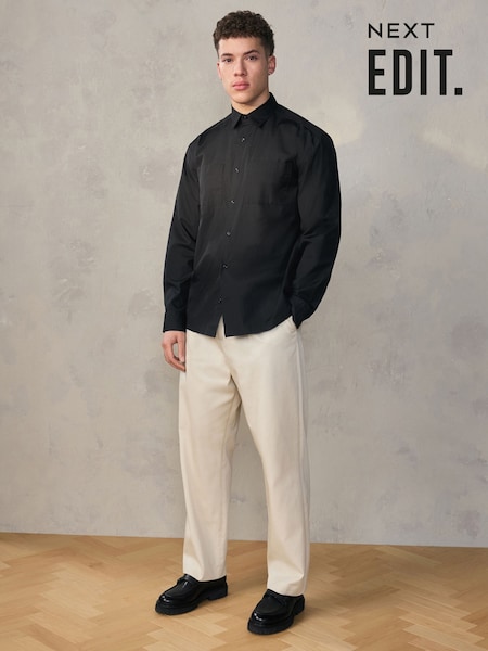 Ecru EDIT Wide Leg 100% Cotton Trousers (Q76995) | £40