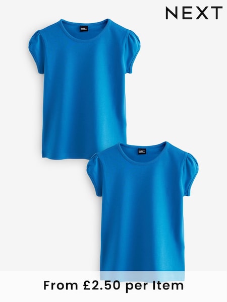 Blue Puff Sleeve 100% Cotton T-Shirts 2 Pack (3-16yrs) (Q77105) | £5 - £10