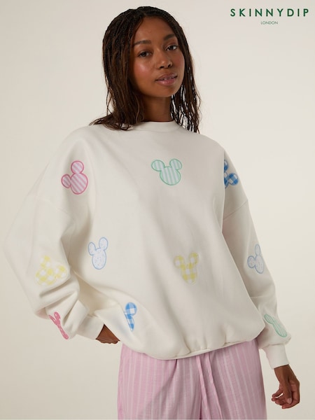 White - Skinnydip Disney Mickey Mouse Patch Sweatshirt