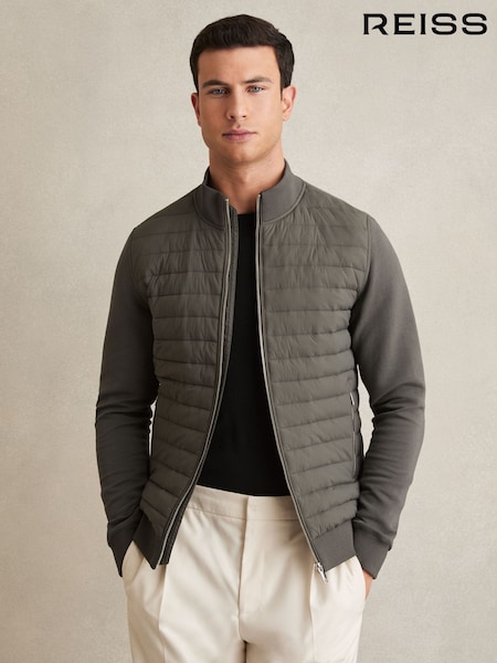 Reiss Sage Freddie Hybrid Quilt and Interlock Jersey Zip-Through Jacket (Q77738) | £168
